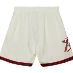 Men Mitchell & Ness Shorts-Cream Swingman Shorts Philadelphia 76Ers 2000