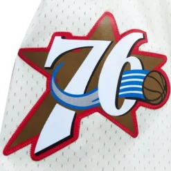 Men Mitchell & Ness Shorts-Cream Swingman Shorts Philadelphia 76Ers 2000