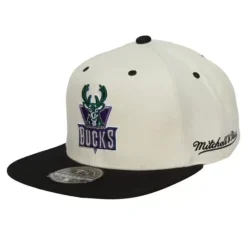 Mitchell & Ness Fitted-Cream Team Fitted Hwc Hat Milwaukee Bucks