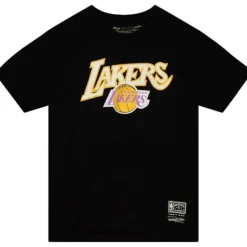 Men Mitchell & Ness T-Shirts & Tops-Cream Tee Los Angeles Lakers