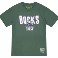 Men Mitchell & Ness T-Shirts & Tops-Cream Tee Milwaukee Bucks