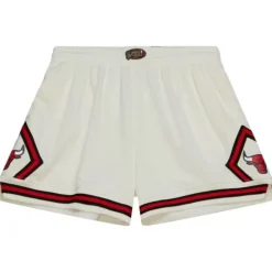 Men Mitchell & Ness Shorts-Cream Unisex Jump Shot Shorts Chicago Bulls 1997-98