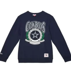 Men Mitchell & Ness Hoodies & Sweatshirts-Crest Crew Dallas Cowboys