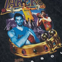 Men Mitchell & Ness T-Shirts & Tops-Crowned Tee Los Angeles Lakers Pau Gasol