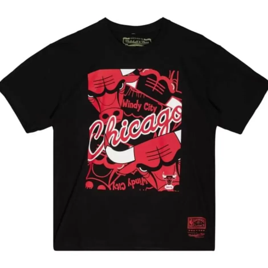 Men Mitchell & Ness T-Shirts & Tops-Cut Up Tee Chicago Bulls