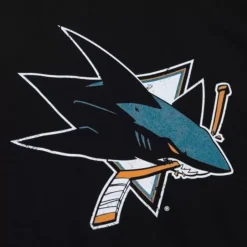 Men Mitchell & Ness T-Shirts & Tops-Distressed Basic Logo Tee San Jose Sharks