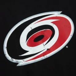 Men Mitchell & Ness T-Shirts & Tops-Distressed Logo Ls Tee Carolina Hurricanes
