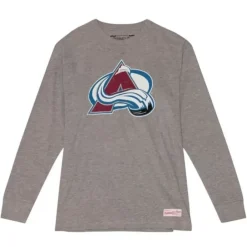 Men Mitchell & Ness T-Shirts & Tops-Distressed Logo Ls Tee Colorado Avalanche