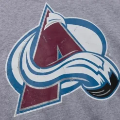 Men Mitchell & Ness T-Shirts & Tops-Distressed Logo Ls Tee Colorado Avalanche