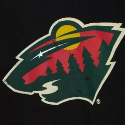 Men Mitchell & Ness T-Shirts & Tops-Distressed Logo Ls Tee Minnesota Wild