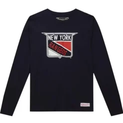 Men Mitchell & Ness T-Shirts & Tops-Distressed Logo Ls Tee New York Rangers