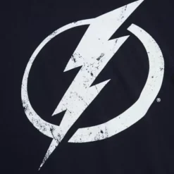 Men Mitchell & Ness T-Shirts & Tops-Distressed Logo Ls Tee Tampa Bay Lightning