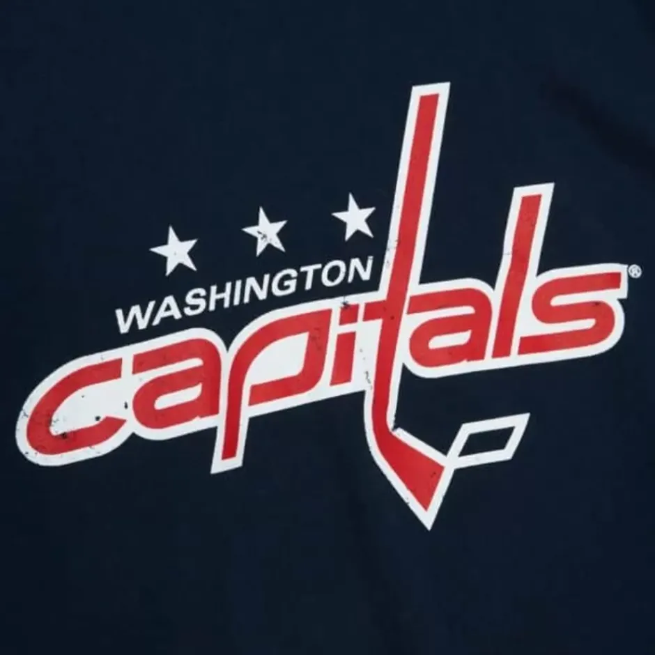 Men Mitchell & Ness T-Shirts & Tops-Distressed Logo Ls Tee Washington Capitals