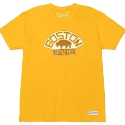 Men Mitchell & Ness T-Shirts & Tops-Distressed Logo Tee Boston Bruins