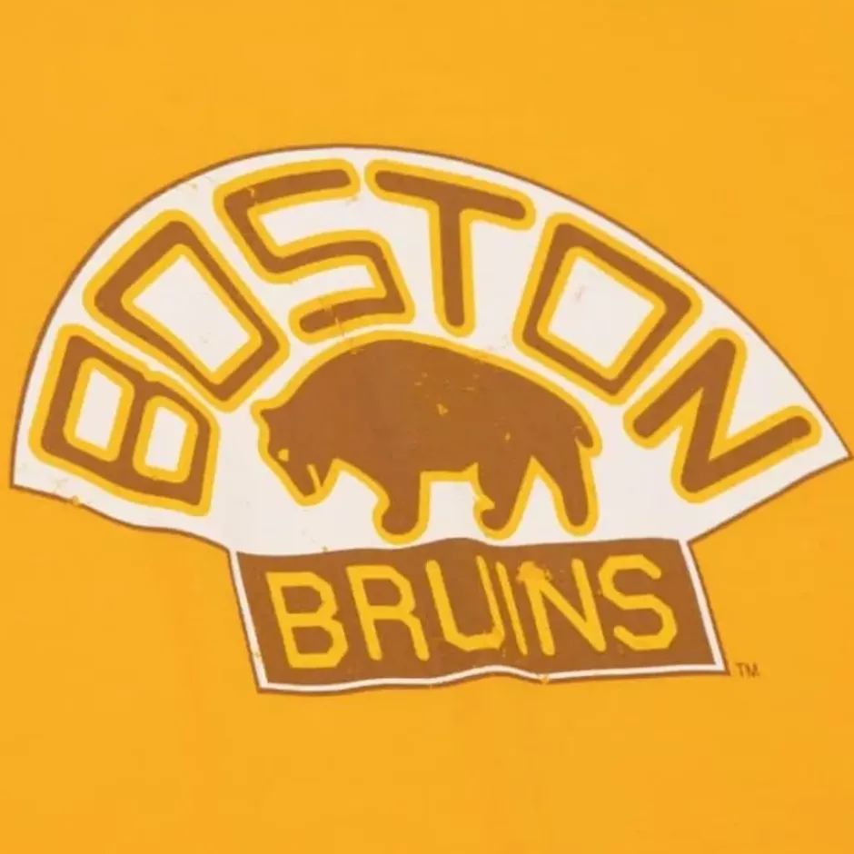 Men Mitchell & Ness T-Shirts & Tops-Distressed Logo Tee Boston Bruins