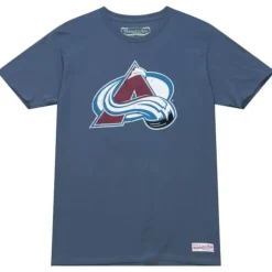 Men Mitchell & Ness T-Shirts & Tops-Distressed Logo Tee Colorado Avalanche