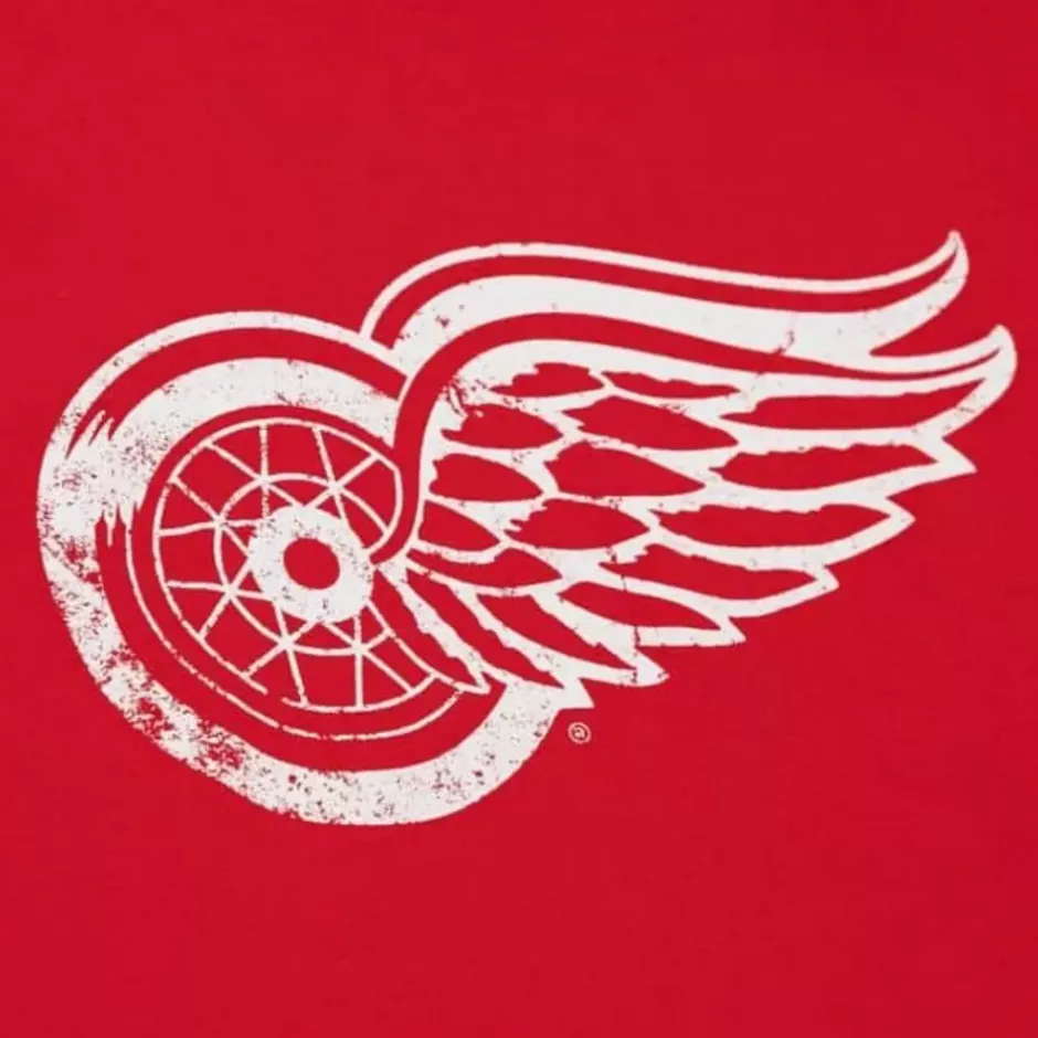 Men Mitchell & Ness T-Shirts & Tops-Distressed Logo Tee Detroit Red Wings