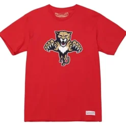 Men Mitchell & Ness T-Shirts & Tops-Distressed Logo Tee Florida Panthers