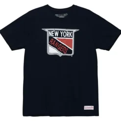 Men Mitchell & Ness T-Shirts & Tops-Distressed Logo Tee New York Rangers