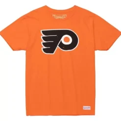 Men Mitchell & Ness T-Shirts & Tops-Distressed Logo Tee Philadelphia Flyers