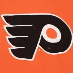 Men Mitchell & Ness T-Shirts & Tops-Distressed Logo Tee Philadelphia Flyers