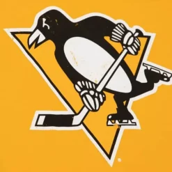 Men Mitchell & Ness T-Shirts & Tops-Distressed Logo Tee Pittsburgh Penguins