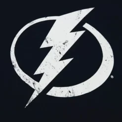 Men Mitchell & Ness T-Shirts & Tops-Distressed Logo Tee Tampa Bay Lightning