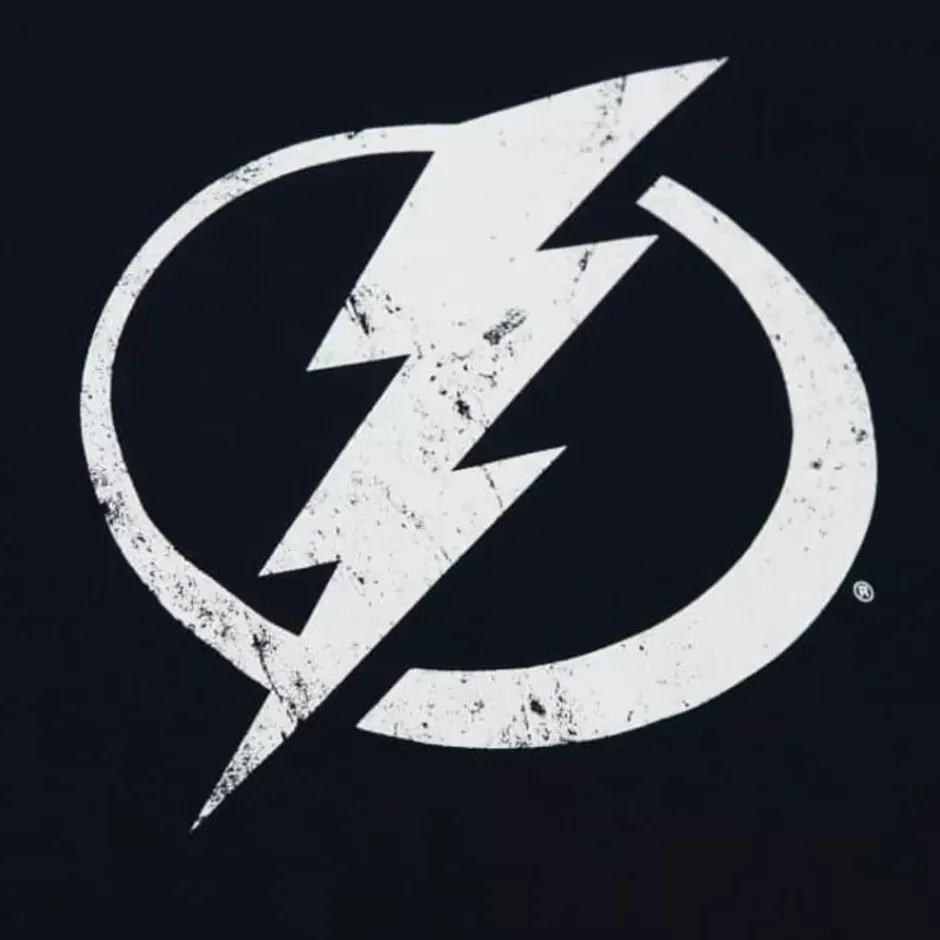 Men Mitchell & Ness T-Shirts & Tops-Distressed Logo Tee Tampa Bay Lightning