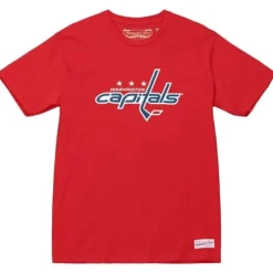 Men Mitchell & Ness T-Shirts & Tops-Distressed Logo Tee Washington Capitals