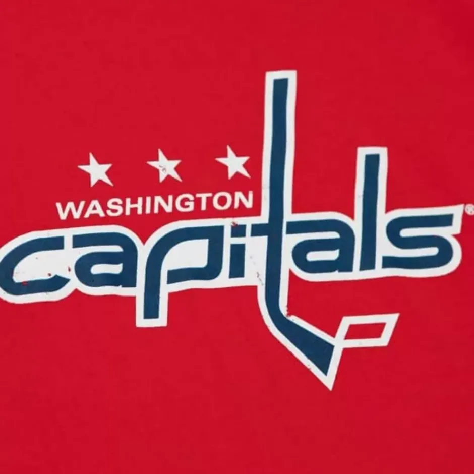 Men Mitchell & Ness T-Shirts & Tops-Distressed Logo Tee Washington Capitals