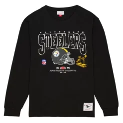 Men Mitchell & Ness T-Shirts & Tops-Division Ls Tee Pittsburgh Steelers