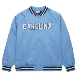 Men Mitchell & Ness Jackets & Outerwear-Double Clutch Lightweight Satin Jacket University Of North Carolina