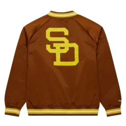 Men Mitchell & Ness Jackets & Outerwear-Double Clutch Lightweight Satin Jacket San Diego Padres