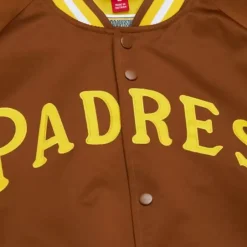 Men Mitchell & Ness Jackets & Outerwear-Double Clutch Lightweight Satin Jacket San Diego Padres