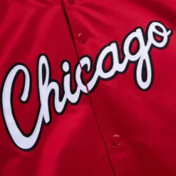 Men Mitchell & Ness Jackets & Outerwear-Double Clutch Lightweight Satin Jacket Chicago Bulls