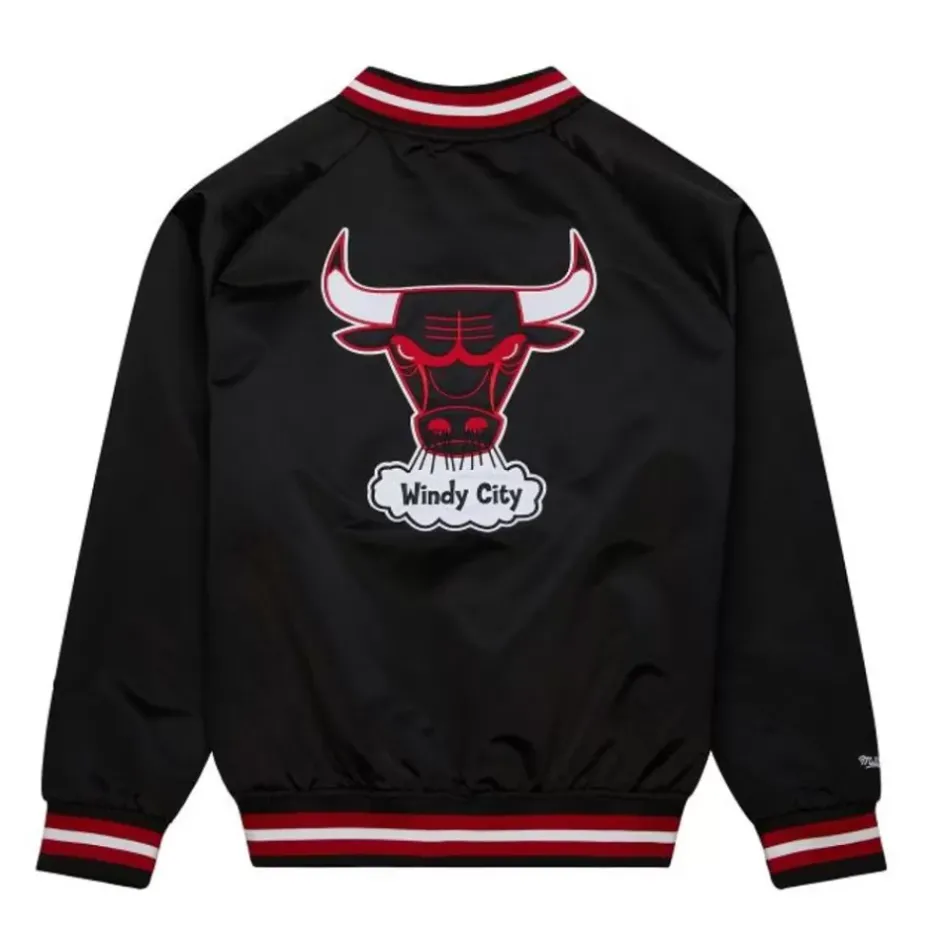 Men Mitchell & Ness Jackets & Outerwear-Double Clutch Lightweight Satin Jacket Chicago Bulls