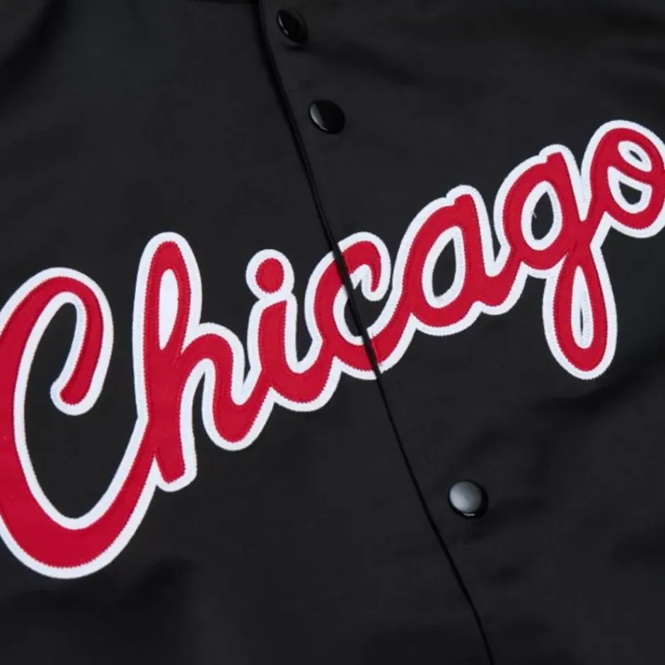 Men Mitchell & Ness Jackets & Outerwear-Double Clutch Lightweight Satin Jacket Chicago Bulls