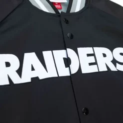Men Mitchell & Ness Jackets & Outerwear-Double Clutch Lightweight Satin Jacket Oakland Raiders