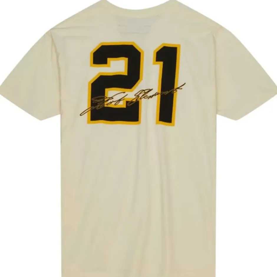 Men Mitchell & Ness T-Shirts & Tops-Dugout Tee Pittsburgh Pirates Roberto Clemente