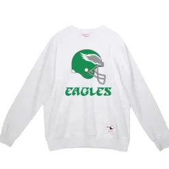 Men Mitchell & Ness Hoodies & Sweatshirts-E-A-G-L-E-S Crew Philadelphia Eagles