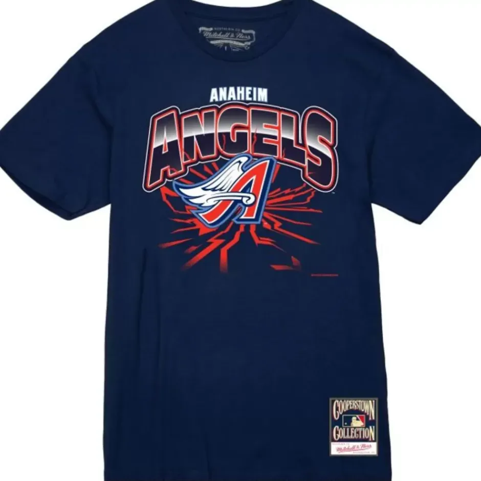 Men Mitchell & Ness T-Shirts & Tops-Earthquake Tee Anaheim Angels