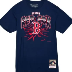 Men Mitchell & Ness T-Shirts & Tops-Earthquake Tee Boston Red Sox