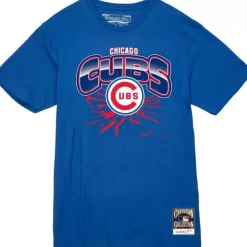 Men Mitchell & Ness T-Shirts & Tops-Earthquake Tee Chicago Cubs