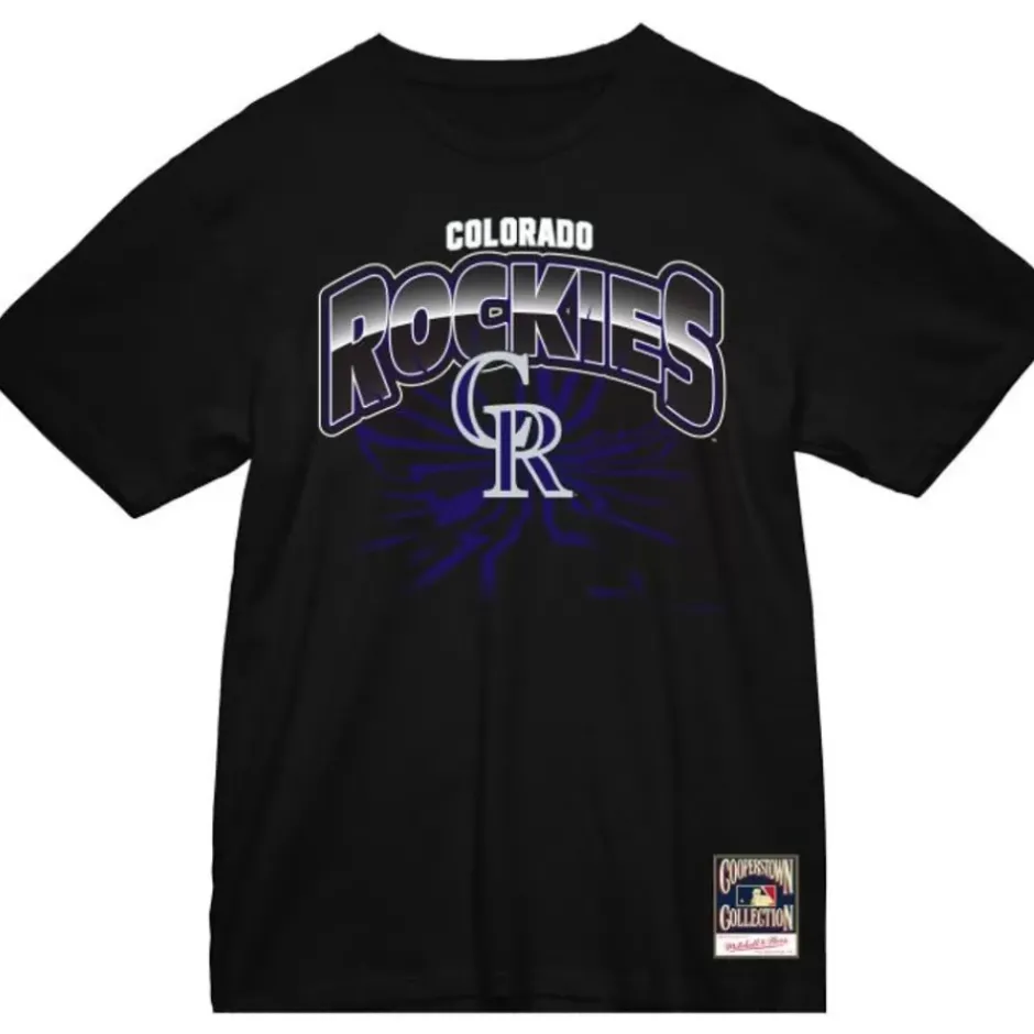Men Mitchell & Ness T-Shirts & Tops-Earthquake Tee Colorado Rockies