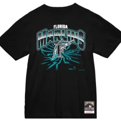 Men Mitchell & Ness T-Shirts & Tops-Earthquake Tee Florida Marlins