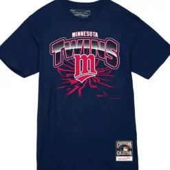 Men Mitchell & Ness T-Shirts & Tops-Earthquake Tee Minnesota Twins