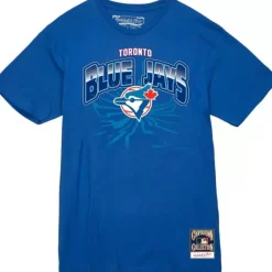 Men Mitchell & Ness T-Shirts & Tops-Earthquake Tee Toronto Blue Jays