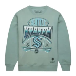 Men Mitchell & Ness Hoodies & Sweatshirts-Easy Cool Crewneck Sweatshirt Seattle Kraken