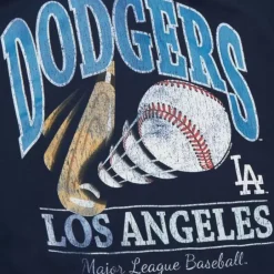 Men Mitchell & Ness Hoodies & Sweatshirts-Easy Cool Crewneck Sweatshirt Los Angeles Dodgers