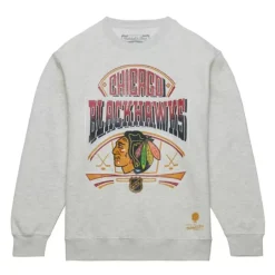 Men Mitchell & Ness Hoodies & Sweatshirts-Easy Cool Crewneck Sweatshirt Chicago Blackhawks